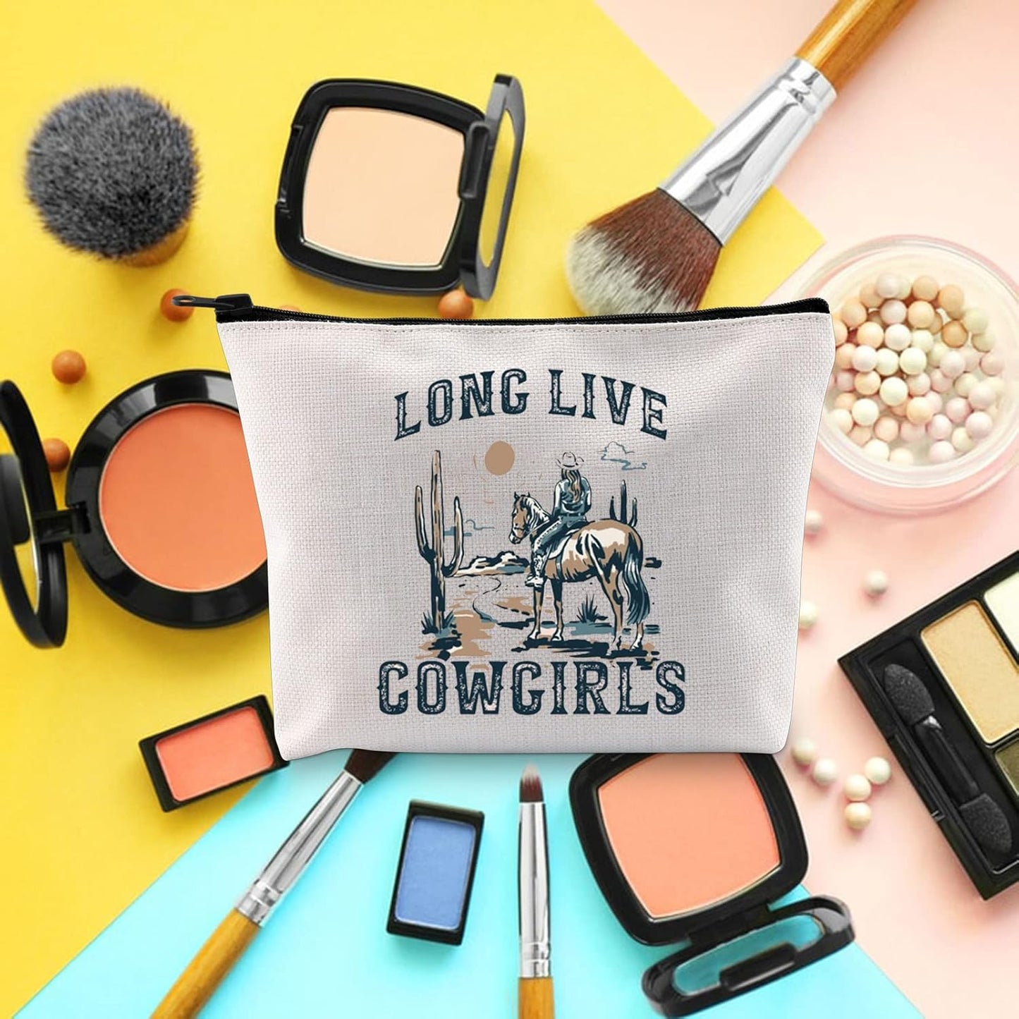 Western Rodeo Zipper Bag Long Live Cowgirl Western Makeup Bag