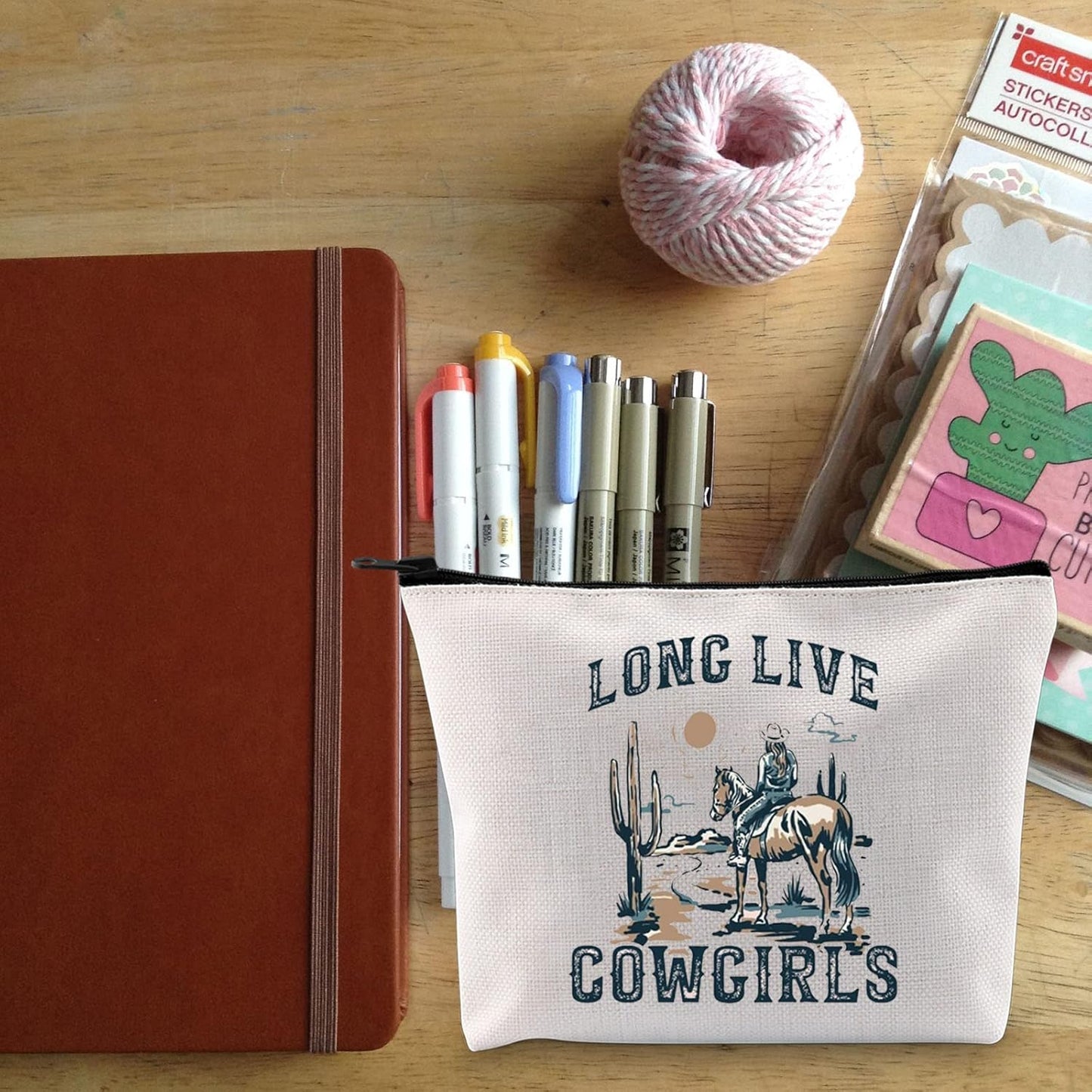 Western Rodeo Zipper Bag Long Live Cowgirl Western Makeup Bag