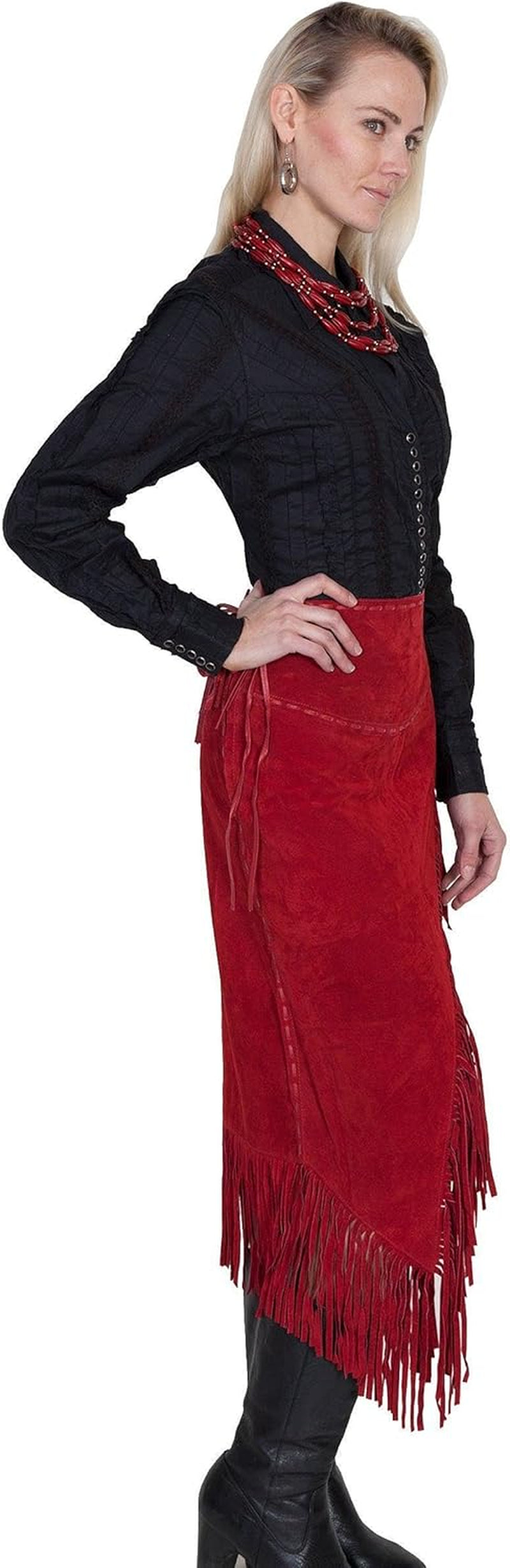 Women'S Asymmetrical Fringe Suede Leather Skirt - L659-19