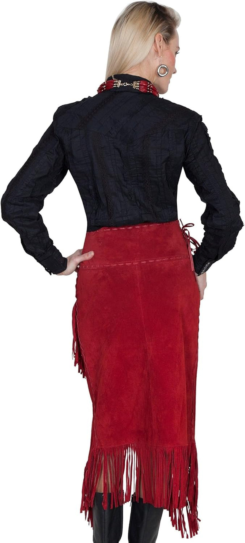 Women'S Asymmetrical Fringe Suede Leather Skirt - L659-19
