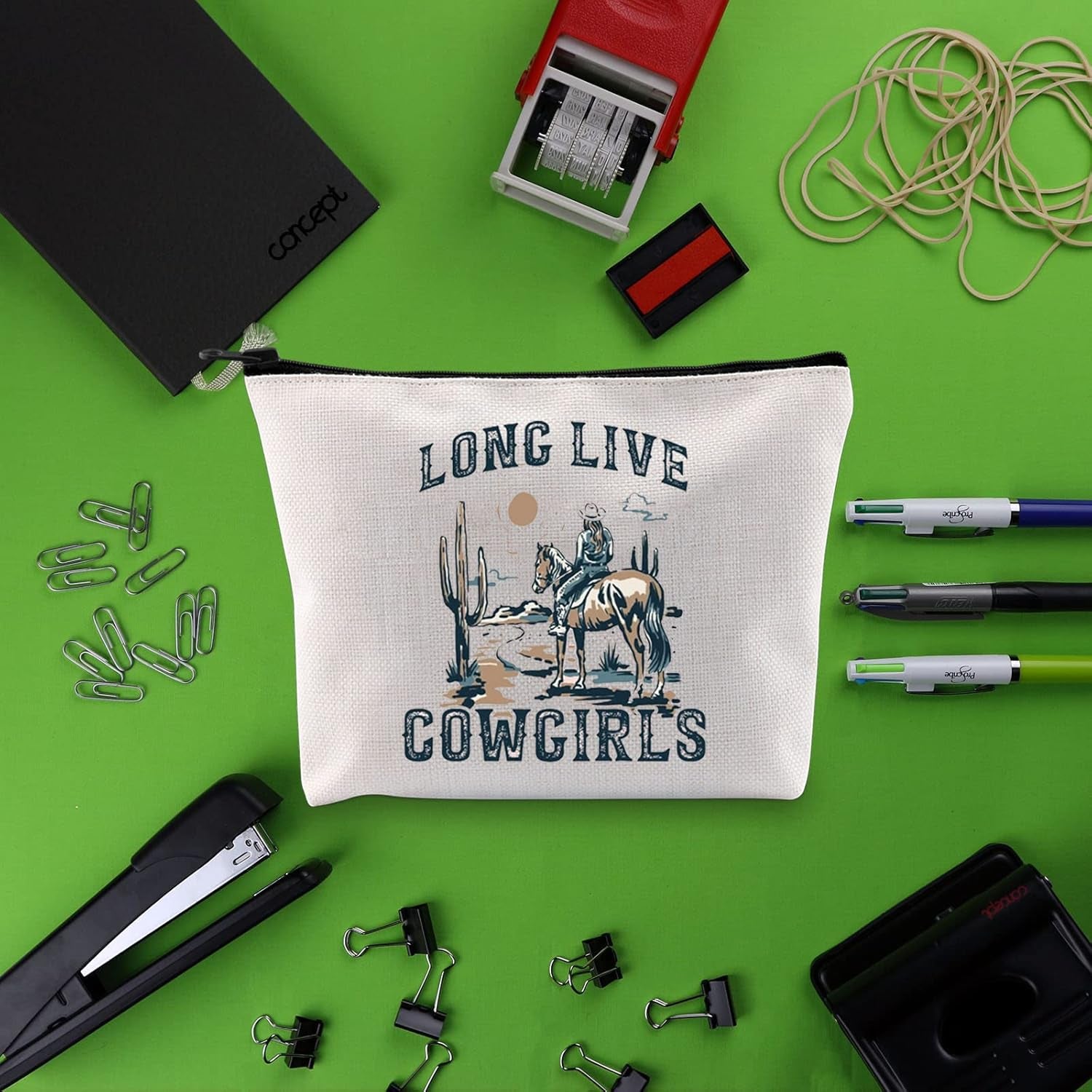 Western Rodeo Zipper Bag Long Live Cowgirl Western Makeup Bag 
