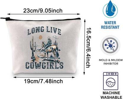 Western Rodeo Zipper Bag Long Live Cowgirl Western Makeup Bag 