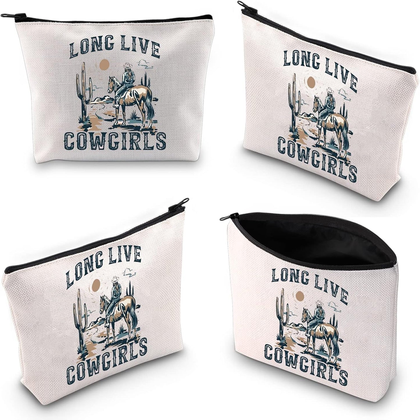 Western Rodeo Zipper Bag Long Live Cowgirl Western Makeup Bag 