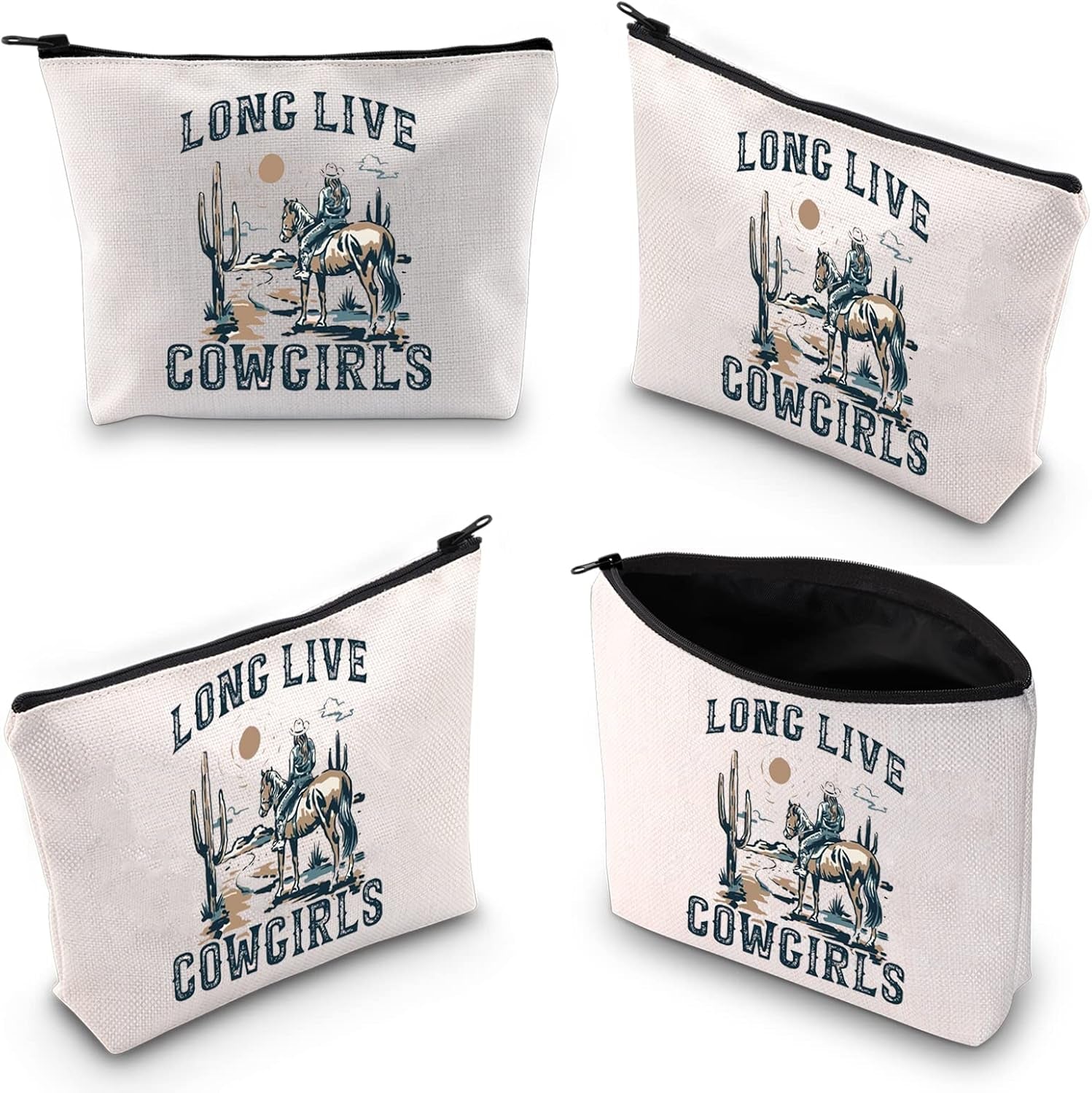 Western Rodeo Zipper Bag Long Live Cowgirl Western Makeup Bag 